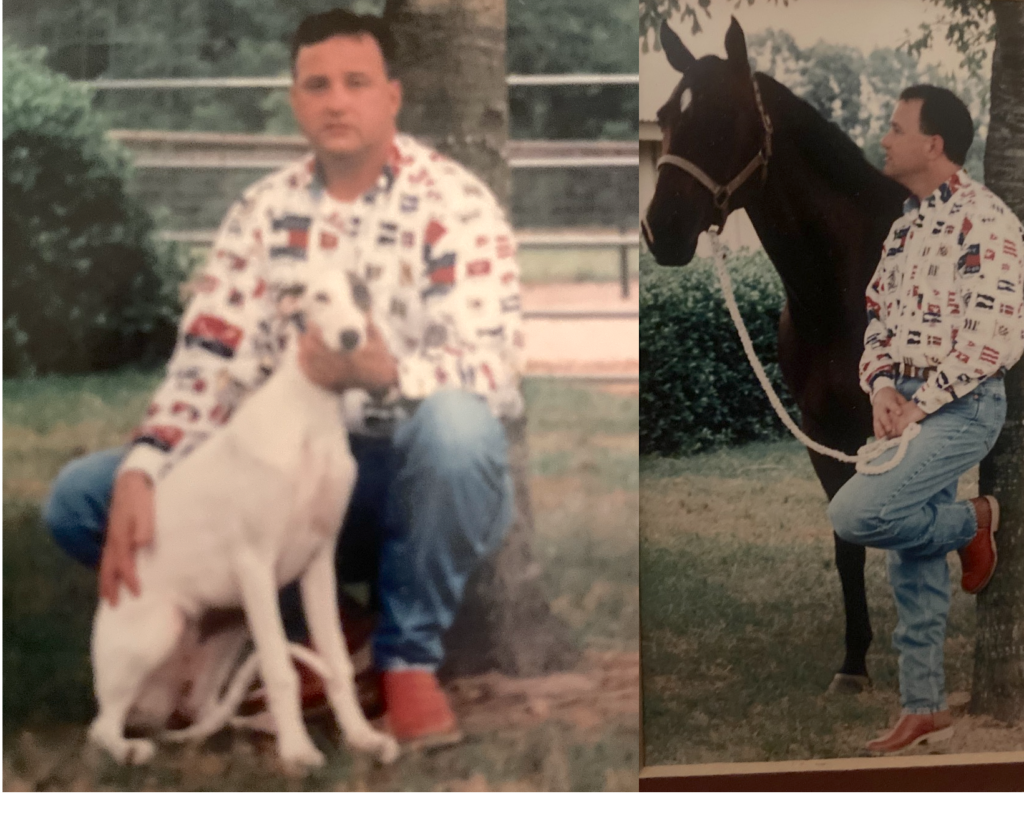 Photos of Ric Metts with a dog and horse